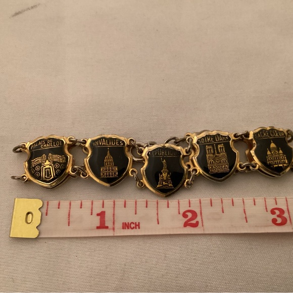Vintage gold tone and black Paris France Monuments Bracelet - Picture 5 of 10